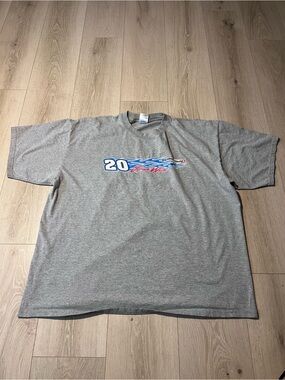 Gildan Gray Crewneck Tee with Blue & Red Racing Graphic